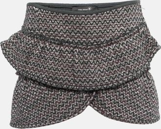 Isabel Marant Silver Zig-Zag Patterned Lurex Knit Mini Skirt