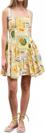 Moon River Fruit Tile Print Corset Detail Mini Dress In Orange Multi