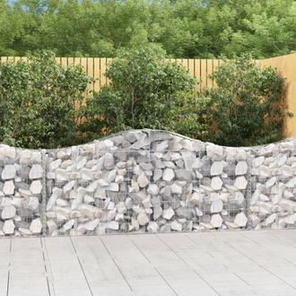 Berkfield Home Arched Gabion Baskets 2 pcs 200x30x80/100 cm Galvanised Iron in Silver
