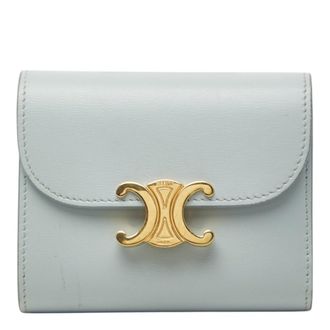Celine Light Blue Leather Wallet (Tri-Fold) (Pre-Owned)