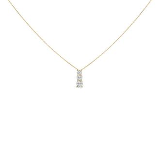 House of Brilliance 14K Yellow Gold 1/2 Cttw Lab Grown Diamond Three Stone Pendant Necklace