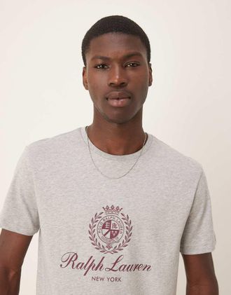 Polo Ralph Lauren Plastisol - T-shirt grigio antracite m&eacute;lange con stemma del logo