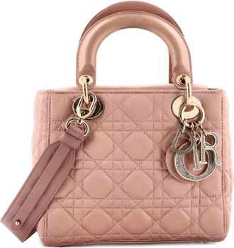 Dior My ABCDior Lady Dior Bag Cannage Quilt Satin with Crystal Charms crossbody bag - Beige
