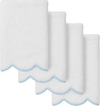 Linum Home Textiles 100% Turkish Cotton Adornia Scallop 4Pc Fingertip Towel Set