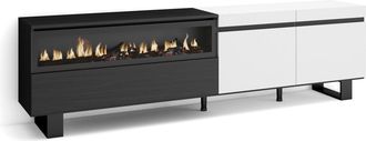 Skraut Home Skraut Home - Mueble Tv, Televisi&oacute;n, Muebles De Sal&oacute;n, Almacenaje, 200x57x35cm, Para Tv Hasta 80, Chimenea El&eacute;ctrica, Dise&ntilde;o Industrial, Estilo Modern