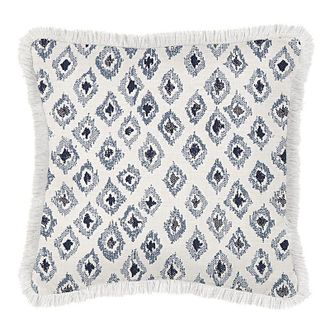 Ballard Designs Ikat Cornflower Sunbrella Fringed Outdoor Pillow - 20 x 20 - Ballard Designs