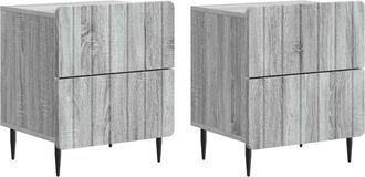 vidaXL Armario De Noche 2 Uds. Gris Sonoma 43 X 34,5 X 49,5 Cm Vidaxl