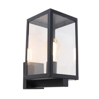 QAZQA Moderno L&aacute;mpara De Pared Exterior Inteligente Negra Con Cristal 30 Cm Con Wifi St64 - Rotterdam Aluminio /vidrio Alargada /rectangular Adecuado Para L