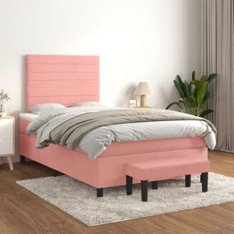 vidaXL Vidaxl - Cama Box Spring Con Colch&oacute;n Terciopelo Rosa 120x200 Cm