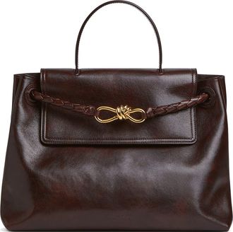 Bottega Veneta Ciao Ciao Knot Detail Leather Top Handle Bag in Dark Mahogany at Nordstrom