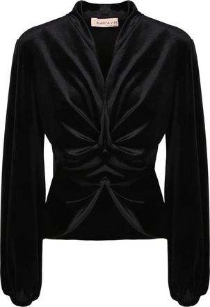 Blanca Vita Berik Blouse - Dames - Blouses - Zwart - XS - Polyester - Overhemden