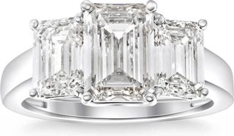 Pompeii3 3.55Ct TW Emerald Cut Three Stone Engagement Ring 14k White Gold Lab Grown Size: 7
