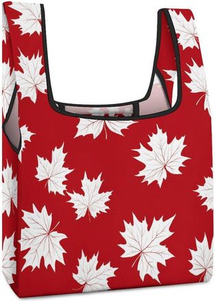Generic Canada Maple Canada Flag Reusable Shopping Bags Lightweight Foldable Grocery Bag Polyester Washable Tote Bag