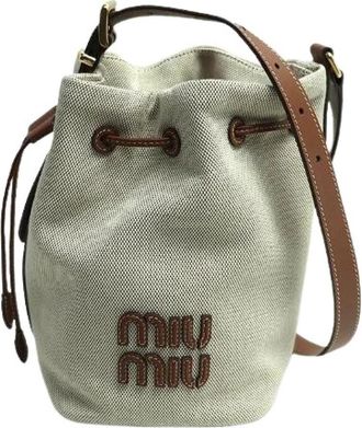 Miu Miu Pre-owned Canvas Schoudertas - Dames - Vintage Tas - Beige - ONE Size - Vintage