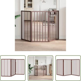 vidaXL Cancello per cani pieghevole - Cancello Cani Pieghevole 3 Pannelli Marrone 150cm Legno Pioppo