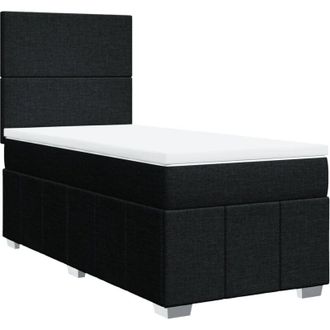 vidaXL Cama Box Spring Con Colch&oacute;n Tela Negro 100x200 Cm Vidaxl
