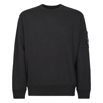 C.P. Company C.p. Company, Hoodies & sweatvesten, Heren, Zwart, M, Katoen, Cotton Diagonal Fleece Crewneck Lens Sweatshirt 6