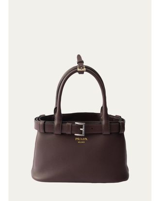 Prada Buckle Small Leather Top-Handle Bag