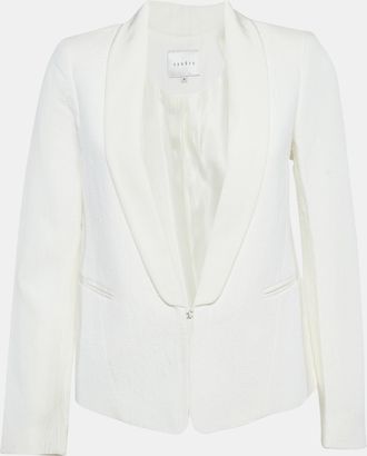 Sandro White Jacquard Shawl Collar Jacket