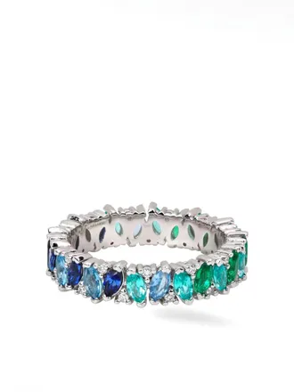 Lark & Berry Anello Rainbow Veto Aqua con diamanti - Argento