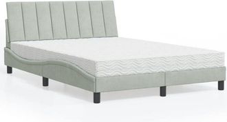 vidaXL Cama Con Colch&oacute;n Terciopelo Gris Claro 140x200 Cm Vidaxl