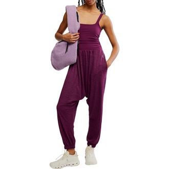 Free People Shiny Happy Tank Jumpsuit in Black Cherry at Nordstrom Rack, Size X-Large
