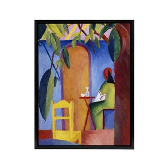 Artery8 Turkish Cafe Modern Colourful August Macke Framed Canvas Wall Art | Size: W24 x H32