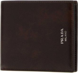 Prada Mens Chocolate Leather Wallet Cacao Exterior: Calf Portafogli