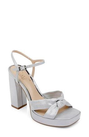 Badgley Mischka Valencia Ankle Strap Platform Sandal in Silver at Nordstrom Rack, Size 5.5