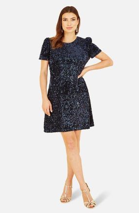 Yumi Sequin Tunic Mini Dress in Navy at Nordstrom, Size 16