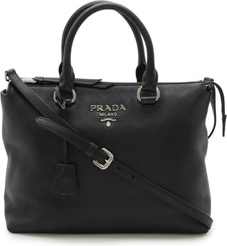 Prada Black Nero Leather Handbag Shoulder Bag Tote Bag (Pre-Owned)