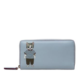 Gucci Blue Multi-Color Leather Long Wallet (Bi-Fold) (Pre-Owned)
