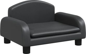 vidaXL Sof&aacute; Para Ni&ntilde;os De Cuero Sint&eacute;tico Negro 50x40x30 Cm Vidaxl