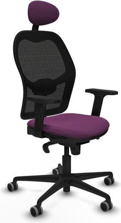 Piqueras y Crespo Piqueras Y Crespo - Jorquera Sincro Malla Negra Similpiel Morado Brazos 2d Base Nailon Cabecero Fijo Ruedas 65mm Engomada