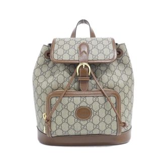 Gucci Beige Brown Gg Supreme Canvas Backpack (Pre-Owned)