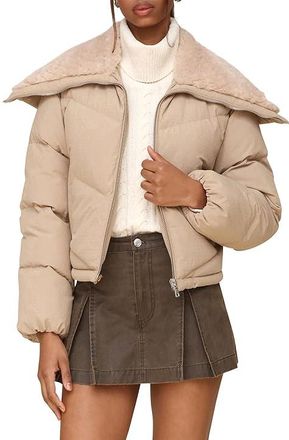 Avec Les Filles Thermalpufftm Envelope Collar Puffer Womens Jacket Sand : SM, Polyester