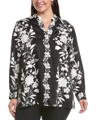 Anne Klein Plus Satin Popover Blouse