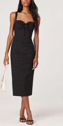 ASTR the Label Raziela Scalloped Trim Pencil Dress in Black at Nordstrom, Size Medium