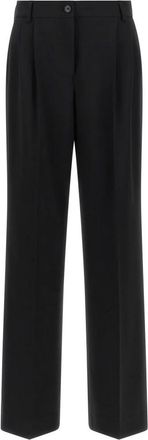 Dolce & Gabbana Stretch Wool Canvas Broeken - Dames - Straight fit broeken - Zwart - L - Wol - Broeken