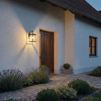 Lucande L&aacute;mpara de pared exterior de aluminio negro