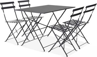 Oviala Mesa de jardín bistró y 4 sillas plegables de acero gris