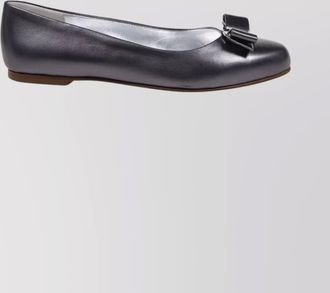 Ferragamo metallic ballerina shoes bow detail