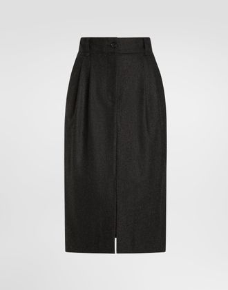 Dolce & Gabbana Wool Flannel Skirt - Woman Skirts Grey 40