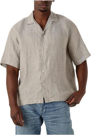 Selected Casual Shirt met Korte Mouwen - Heren - Korte mouwen Overhemden - Beige - XL - Katoen - Overhemden