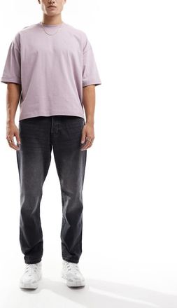 Only & Sons Yoke tapered fit jeans in washed black