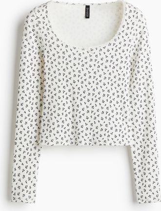 H&M Geripptes Jerseyshirt - Blue