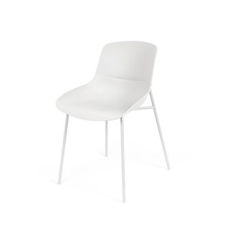 Koketto Home Silla color blanco asiento de polipropileno y patas metalicas