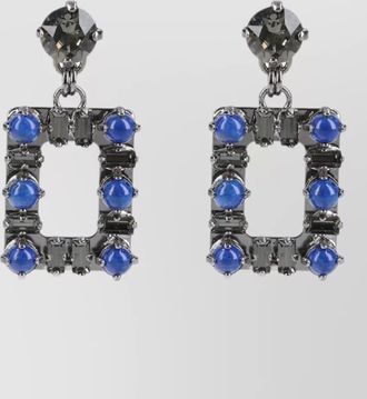 Roger Vivier rectangular drop earrings featuring gemstones