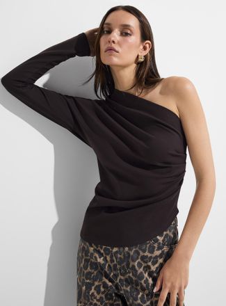 Icone Womens Draped-waist one-shoulder T-shirt