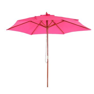 Hhg Sombrilla Florida, Sombrilla De Jard&iacute;n Sombrilla De Mercado, &Oslash; 3m Poli&eacute;ster/madera, Rosa
